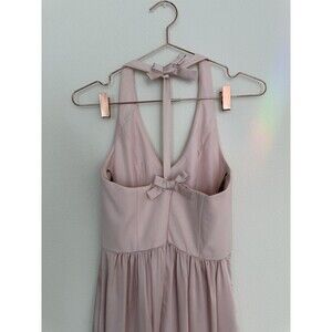 White by Vera Wang Blush Pink Bridesmaid Maxi Dress Halter Bow Back Size 0